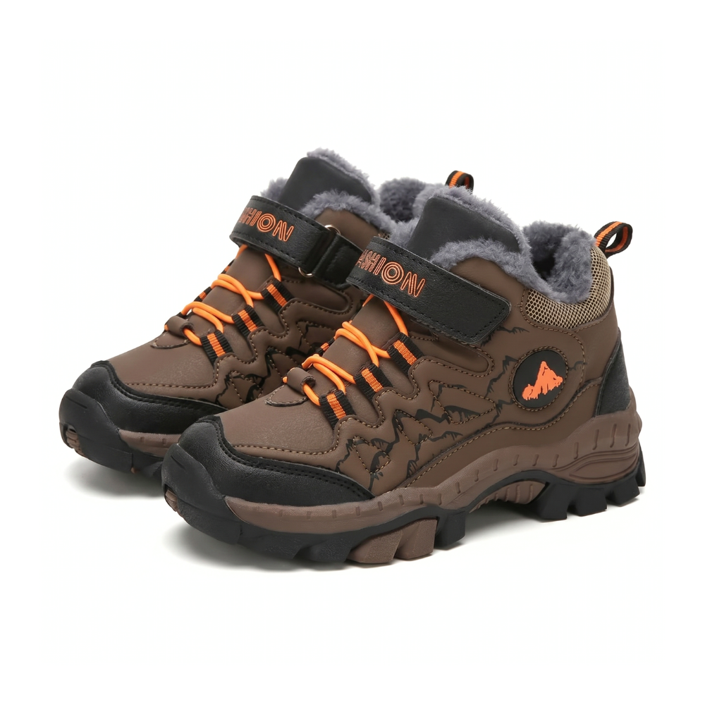 Wanderschuhe Kinder wasserdichtes Leder – gefüttert, rutschfeste Sohle, warm | Outdoorschuhe