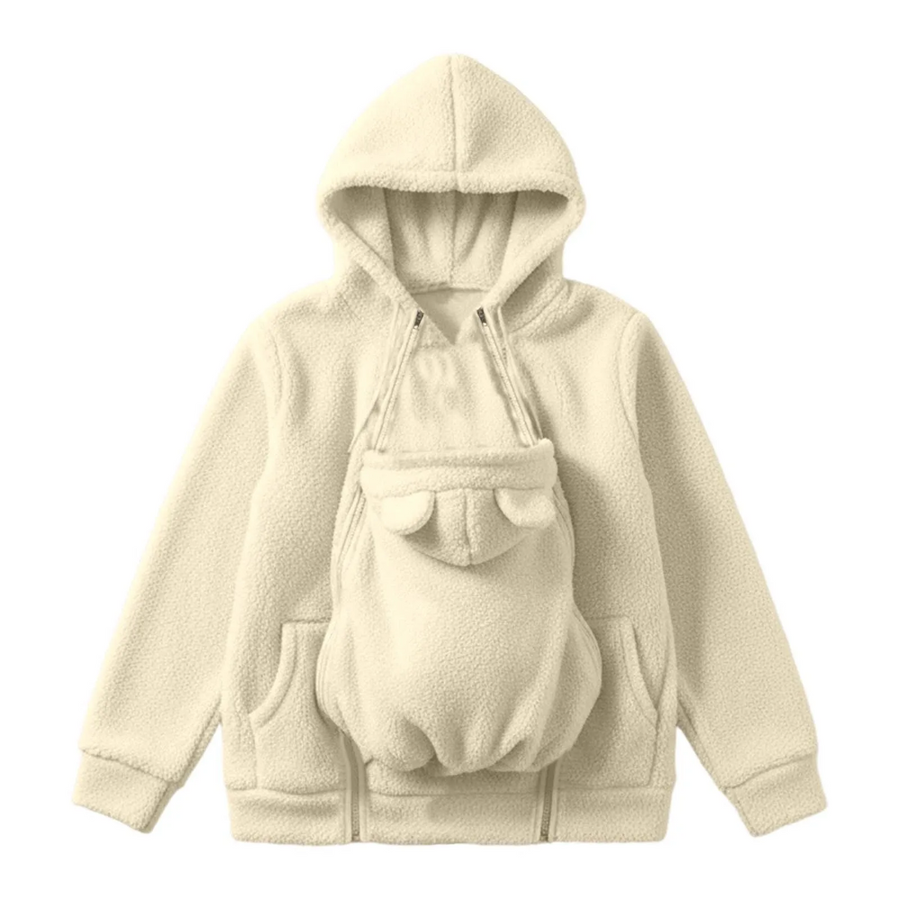 Tragejacke 2-in-1 für Mama und Baby – weiches Fleece, Kapuze, Reißverschluss | Babytrage-Hoodie