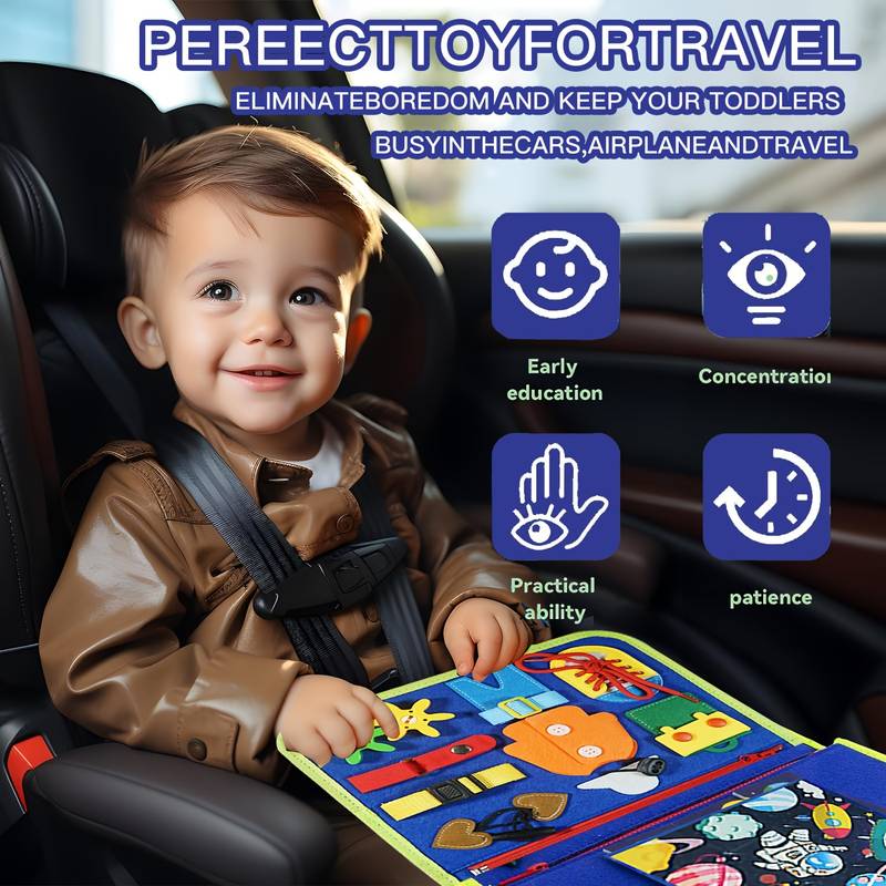 Interaktives Montessori Buch für Kinder – Lernen & Spielen mit Schnürsenkeln, Reißverschlüssen und Knöpfen ab 2 Jahren