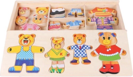 Holzpuzzleset – TeddyDress Verkleidungspuzzle, Bären, Holz, 2+ Jahre