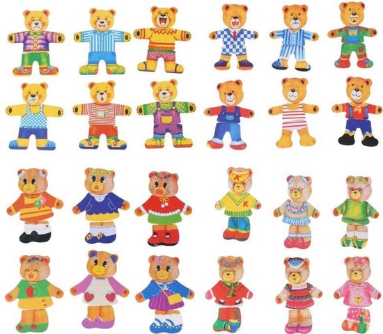 Holzpuzzleset – TeddyDress Verkleidungspuzzle, Bären, Holz, 2+ Jahre