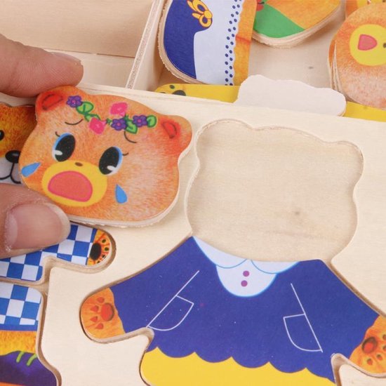 Holzpuzzleset – TeddyDress Verkleidungspuzzle, Bären, Holz, 2+ Jahre