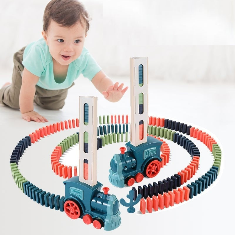 Automatische Domino Bahn – Pädagogisches STEM Spielzeug mit Licht & Sound | Baue deine eigene Domino-Strecke