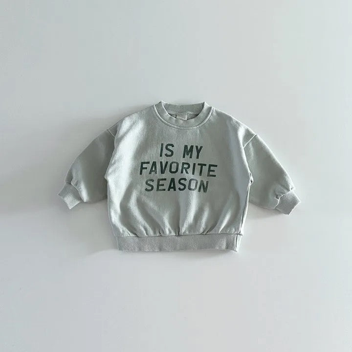 Kinder Sweatshirt mit Slogan – Lieblingssaison Baby Kleinkind Kinder, Grau, Baumwolle, Größe 0–6 Jahre