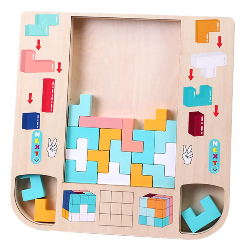 Holz-Tetris-Puzzlebrett für Kinder – Pädagogisches Spielzeug für Feinmotorik & Logisches Denken