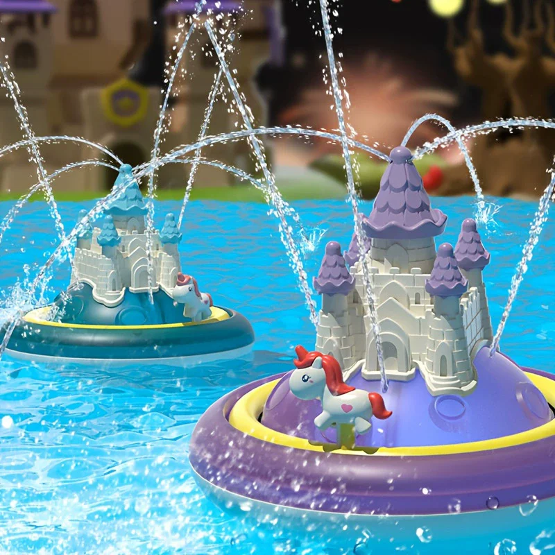 Schwimmendes Einhorn-Schloss Badespielzeug – Magisches Wasserspielzeug mit Licht