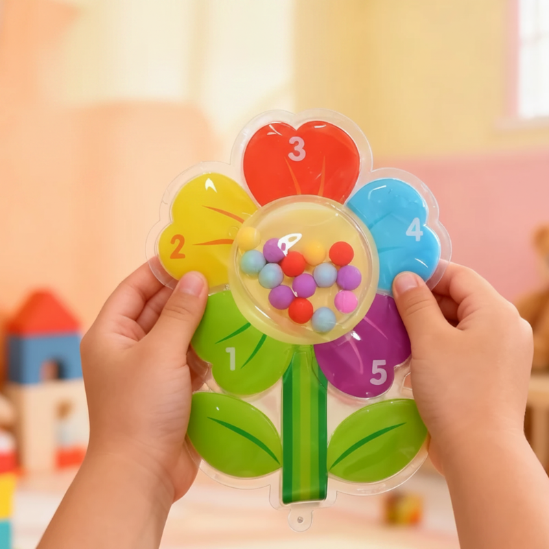 Perlenlabyrinth mit Gelfüllung und Zählfeldern 1-5 – weiches PVC, Tierformen | Fidget-Spielzeug