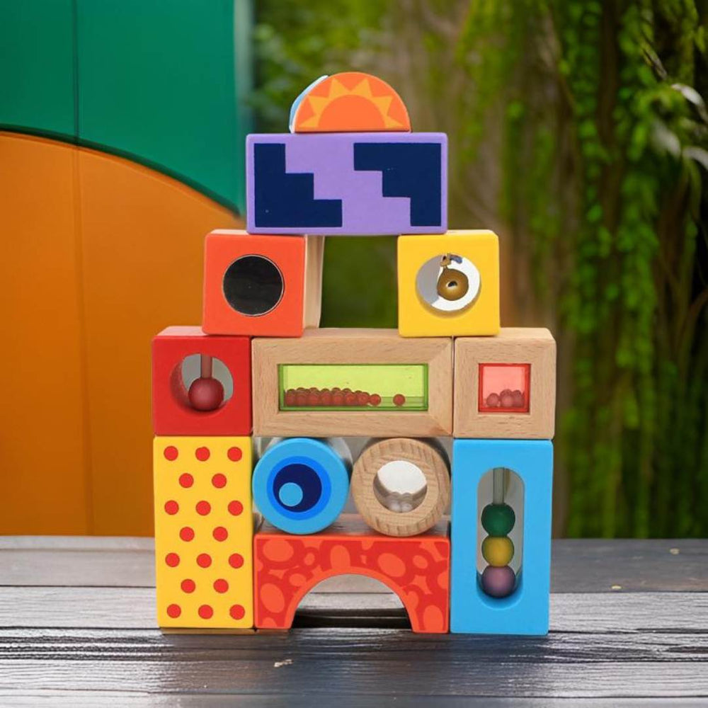 Holz-Stapelbausteine für Baby & Kleinkind – Pädagogisches Spielzeug für kreatives Bauen ab 1 Jahr