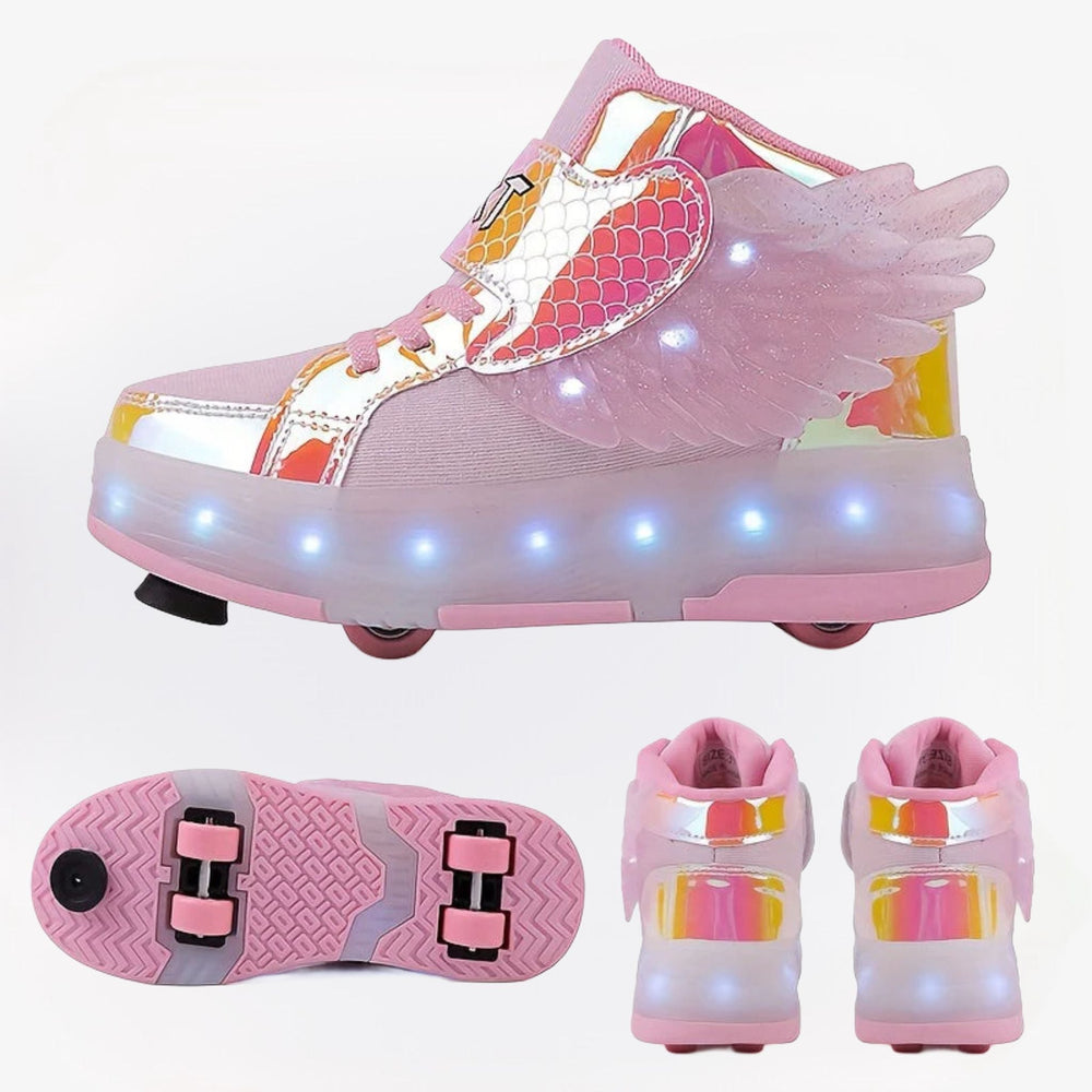 GlowSkate LED Rollschuh Sneaker mit Flügeln – Mädchen | Gr. 29-37