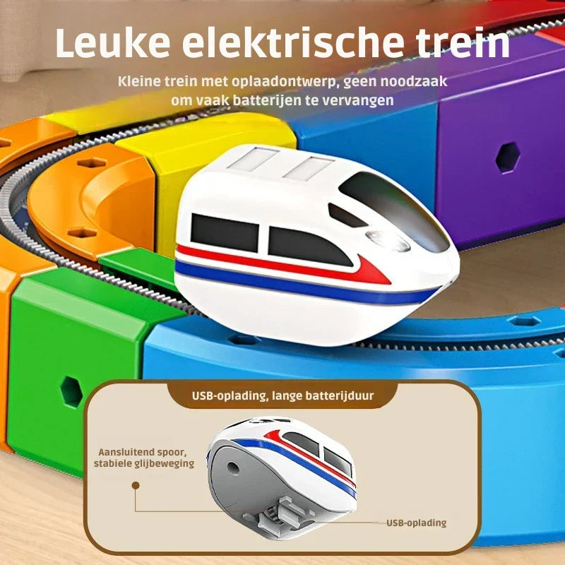 Magnetische Zugstrecke zum Selberbauen – 51 oder 81 Teile, USB-Zug | Konstruktionsspielzeug