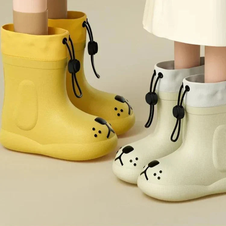 Gummistiefel mit Hundegesicht an der Spitze – wasserdichtes PVC, rutschfeste Sohle | Kinderstiefel