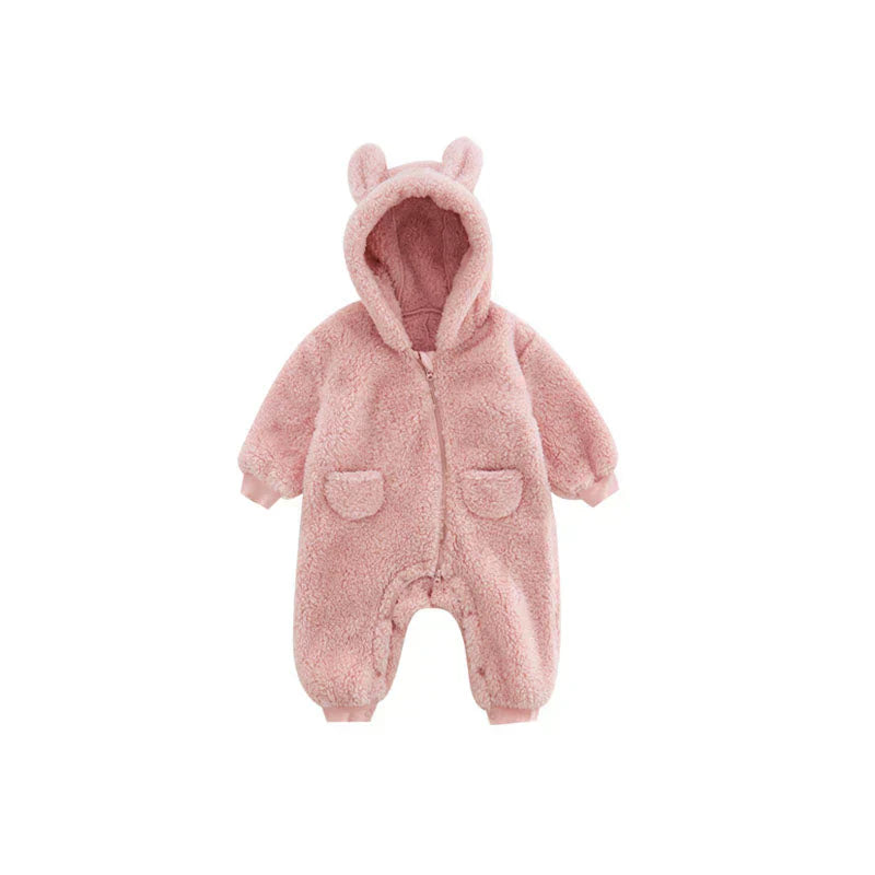 Weiches Fleece Baby-Onesie mit Tierohren – Warmer Winterstrampler für Mädchen & Jungen (0–24 Monate)