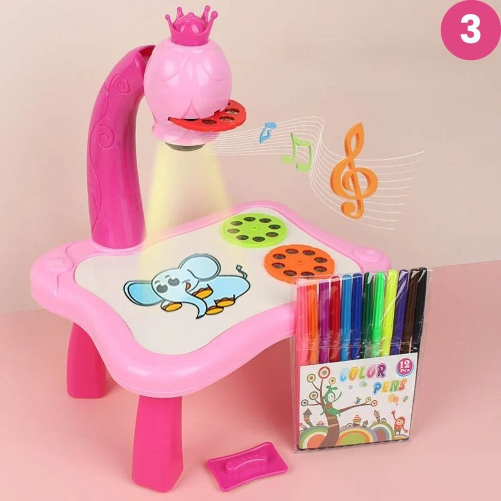 ArtLight Projektions-Zeichentisch für Kinder – Kreatives Zeichenspielzeug für 3+ Jahre mit Projektor und Farbstiften