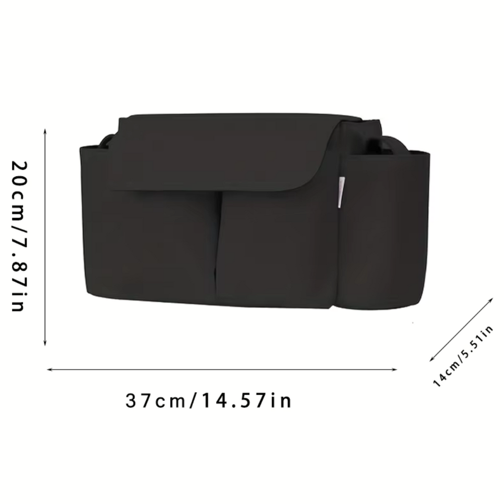Große Kinderwagen Organizer mit Flaschenhaltern – Wasserabweisend & Universell – Ideal für Eltern unterwegs