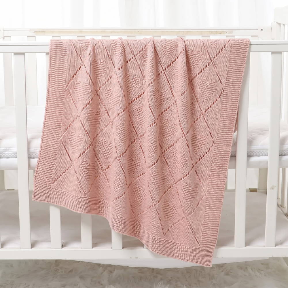 Gestrickte Babydecke 100 % Baumwolle – atmungsaktiv, ganzjährig, auch als Pucktuch | Kuscheldecke