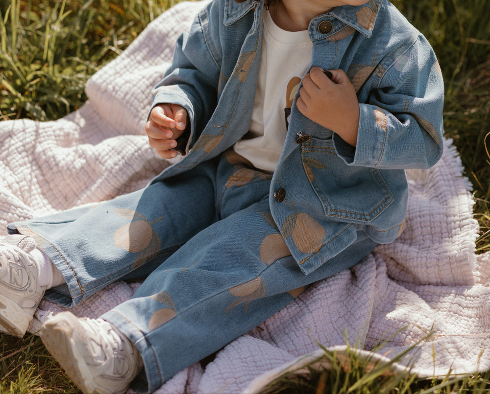 Kinder-Jeansjacke mit Zitronenprint – Blaues Denim-Jacke 0-8 Jahre | Bequem & Unisex