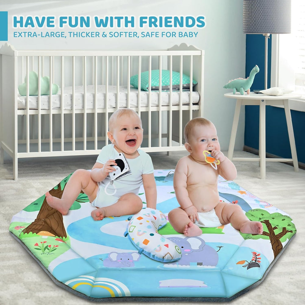 SensoryHaven™ 8-in-1 Baby-Spieldecke mit 6 Spielzeugen – Förderung der Sinne und Motorik für Babys