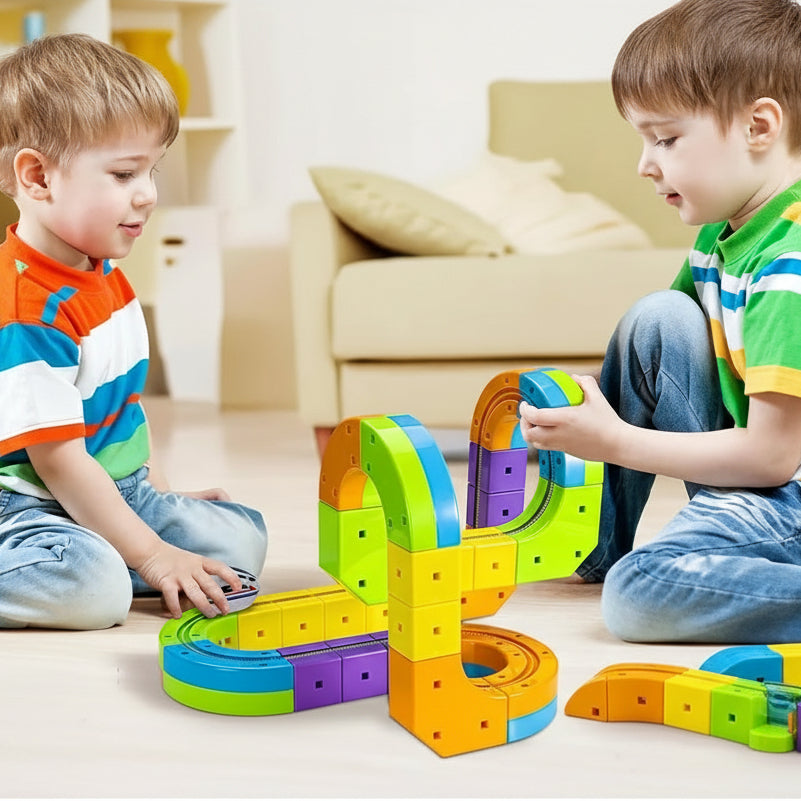 Magnetische Zugstrecke zum Selberbauen – 51 oder 81 Teile, USB-Zug | Konstruktionsspielzeug