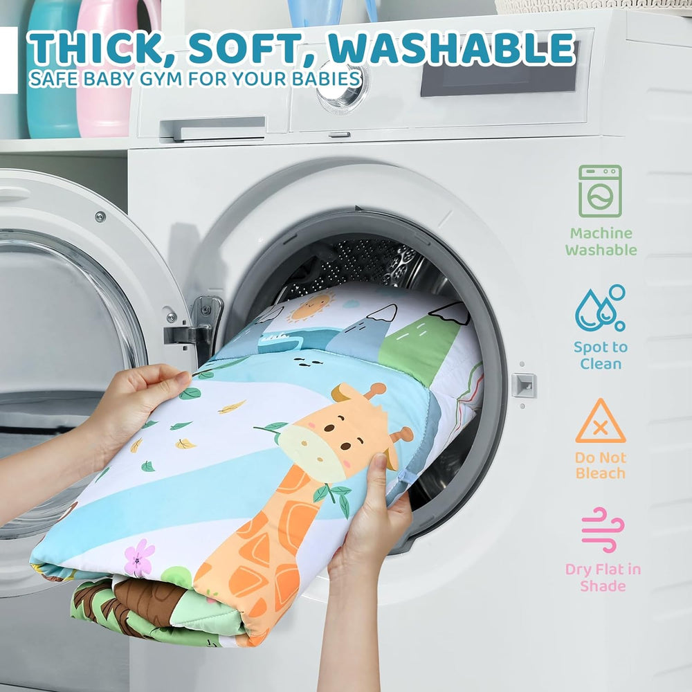 SensoryHaven™ 8-in-1 Baby-Spieldecke mit 6 Spielzeugen – Förderung der Sinne und Motorik für Babys