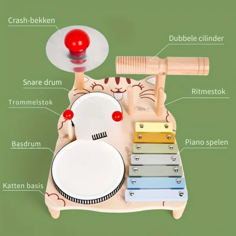 Holz-Schlagzeug für Kleinkinder | Pädagogisches Musikspielzeug | Rytmo Drumset Kaufen