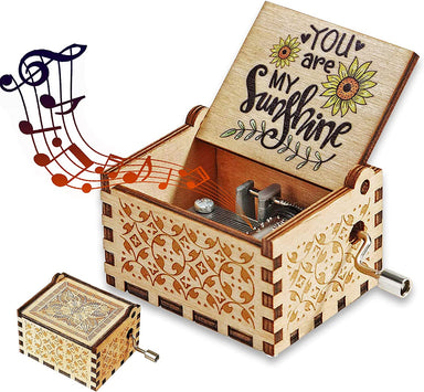 Spieluhr aus Holz mit Handkurbel – 5 Melodien zur Wahl, ohne Batterien | Spieldose
