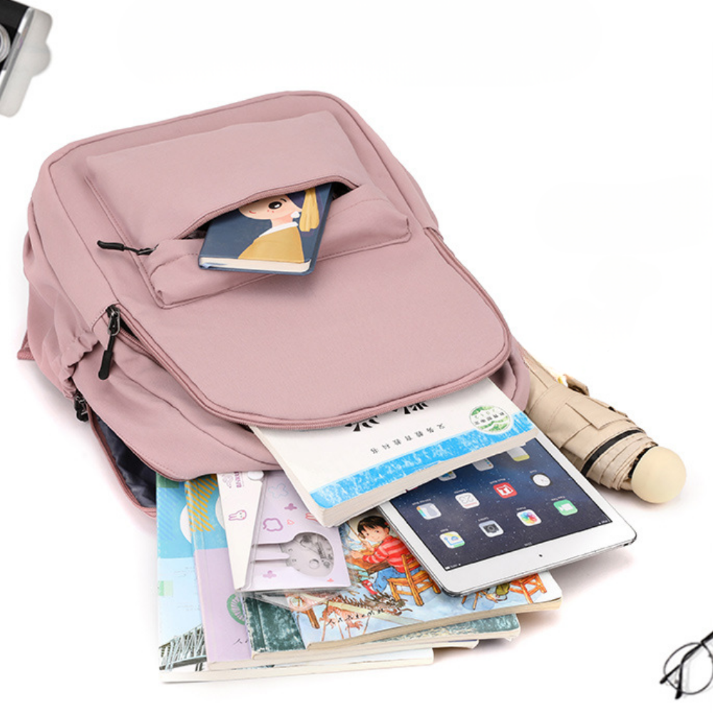 Laptop-Rucksack für Schüler mit Vorder- und Seitentaschen – Nylon, leichtgewichtig | Schultasche