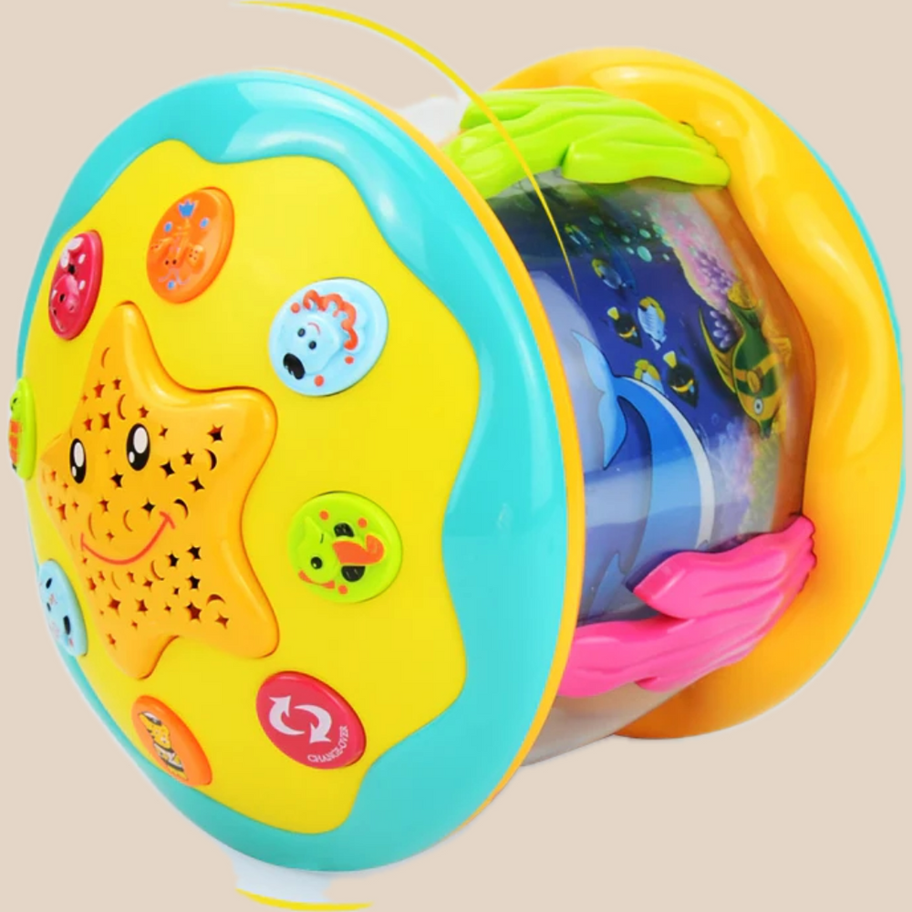 Montessori Bauchzeit Projektor – Ozeanwelt Projektion, Sensorische Stimulation, BPA-frei, Tragbar, Beruhigende Musik & Naturgeräusche