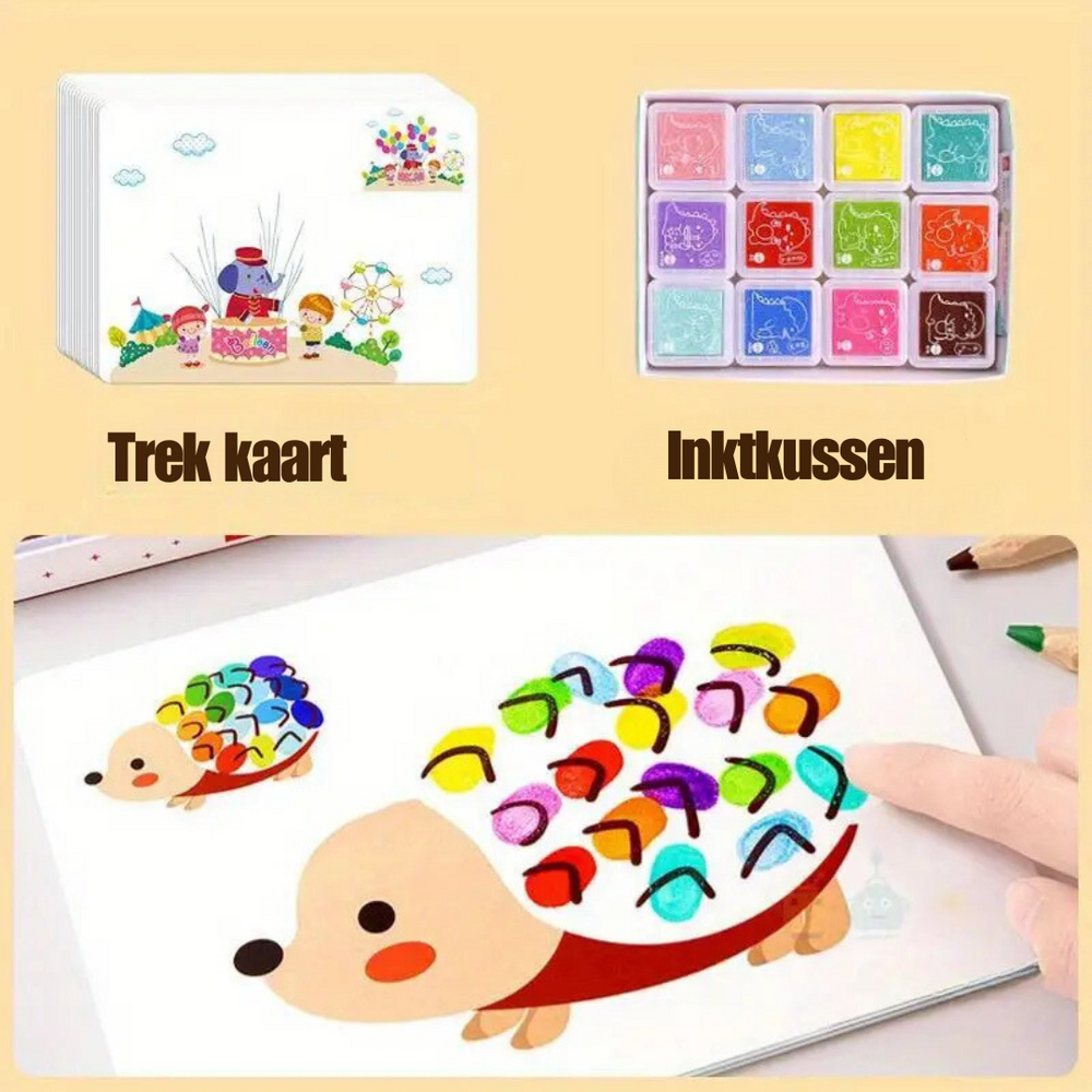 Regenbogen Fingerfarben-Set für Kinder – 12 Farben & 30 Karten | Sicher & Abwaschbar