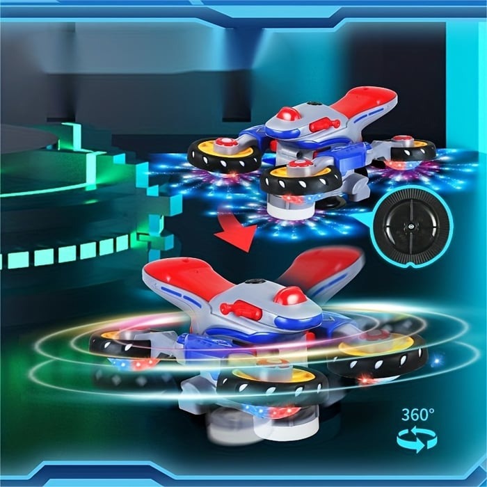 MotoFlash Elektrisches Motorrad mit LED-Lichtern und Musik – 360° Drehbares Spielzeug für Kinder