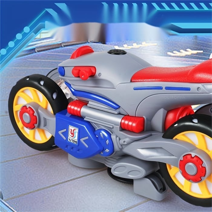 MotoFlash Elektrisches Motorrad mit LED-Lichtern und Musik – 360° Drehbares Spielzeug für Kinder