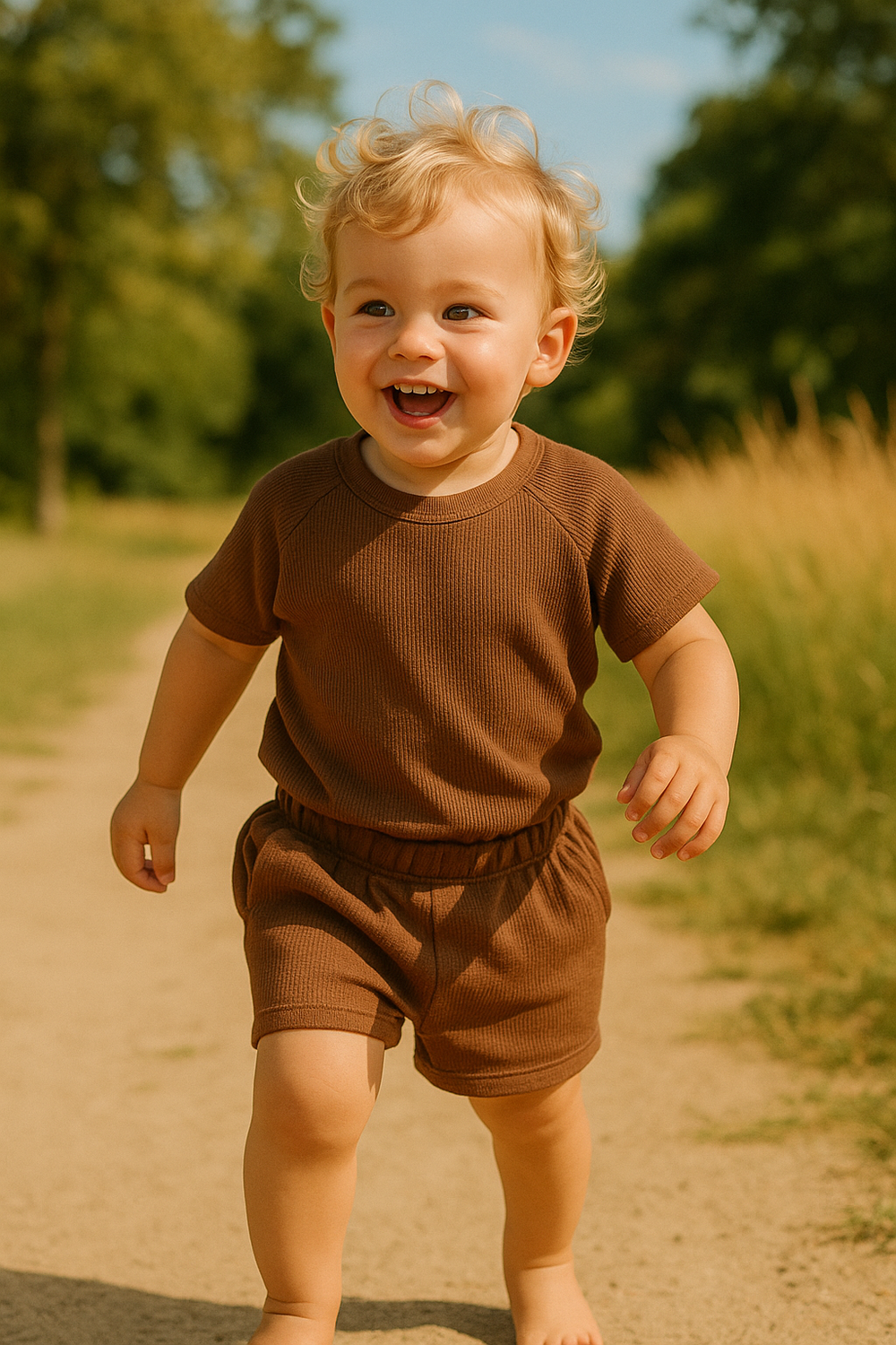 SunnySprout Ribbed Set – Atmungsaktives Baumwoll-Sommer-Set für Aktive Babys & Kleinkinder 0–9 Jahre