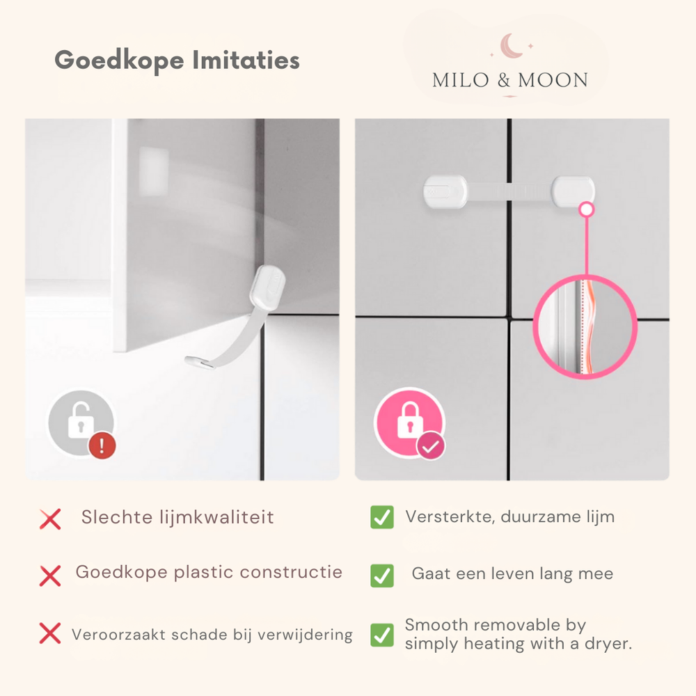 Kindersichere Schrank- & Schubladensicherungen – Unsichtbar, Selbstklebend & Bohrfrei – 8 Stück