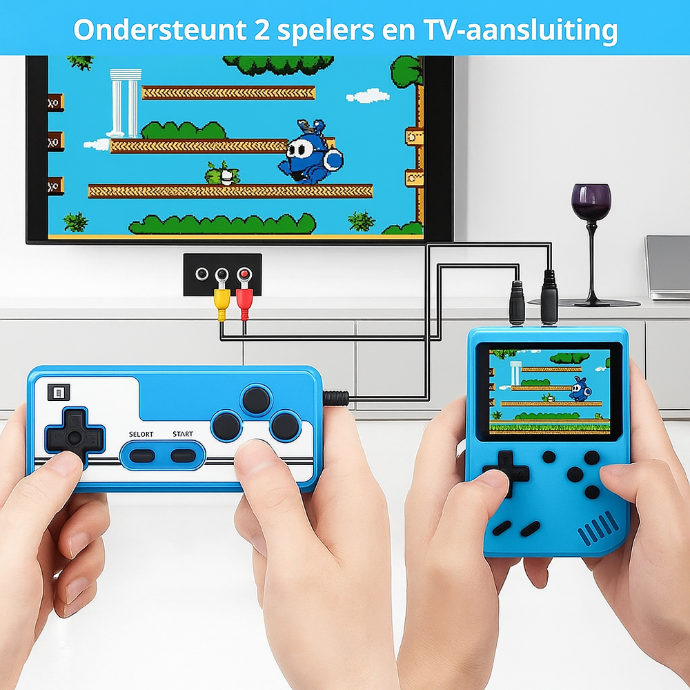 Tragbare Retro-Spielkonsole mit 400 Spielen – PixelPlay Classic 400 – Ideal für unterwegs & TV