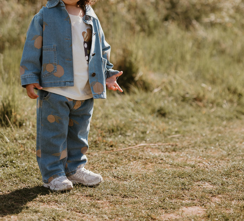 Kinder-Jeansjacke mit Zitronenprint – Blaues Denim-Jacke 0-8 Jahre | Bequem & Unisex