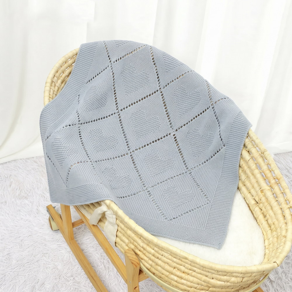 Gestrickte Babydecke 100 % Baumwolle – atmungsaktiv, ganzjährig, auch als Pucktuch | Kuscheldecke