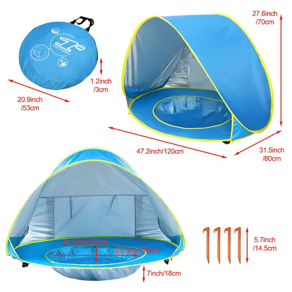 SunShade BabyTent™ – Tragbares Strandzelt mit Planschbecken und UV-Schutz für Babys