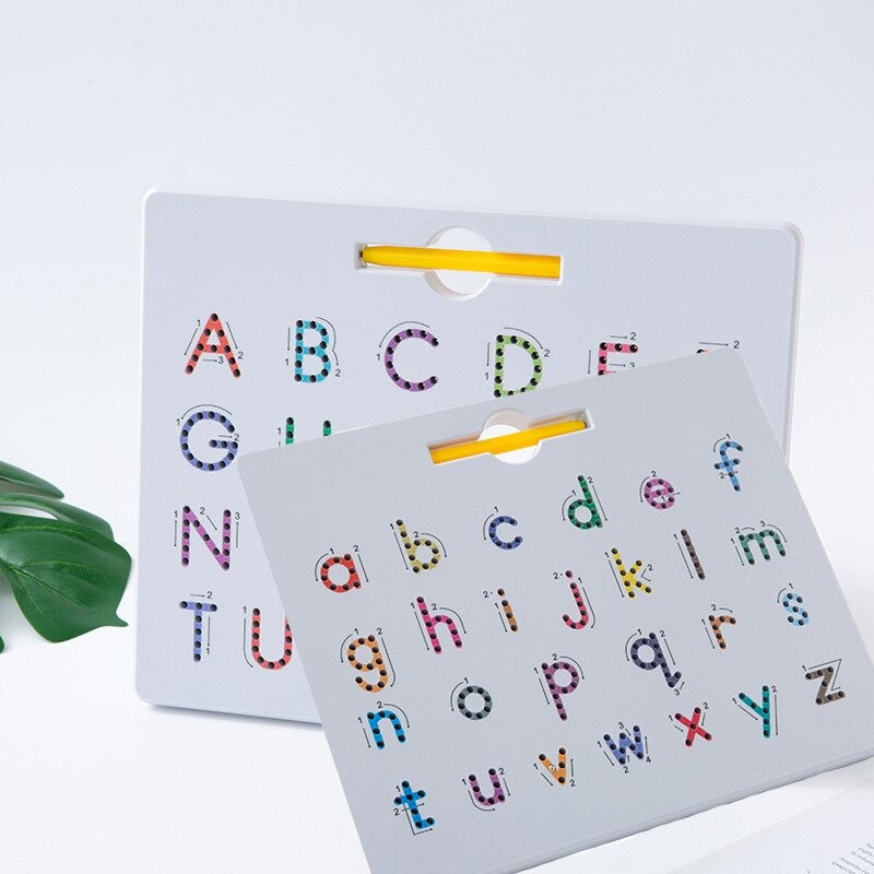 Magnetische Schreibtafel mit Buchstaben und Zahlen – Magnetstift, wiederverwendbar | Zaubertafel