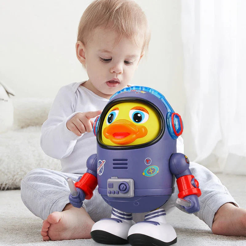 Astronaut Eend - Educatief Speelgoed Baby, Geel/Blauw, BPA-vrij, 6+ Maanden-More For Mini