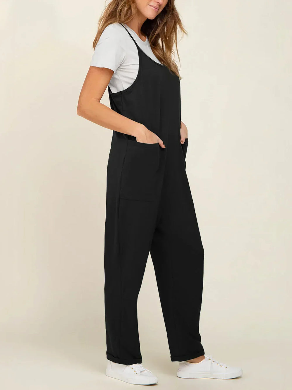 Umstandsjumpsuit mit großen Taschen – lockere Passform, weicher Baumwollmix | Schwangerschaftsmode
