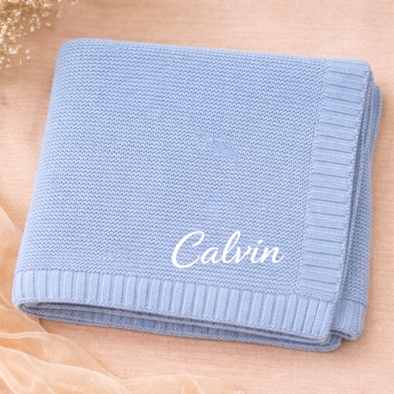 Personalisierte Babydecke mit Namen aus weicher Baumwolle