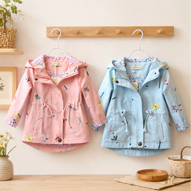 Windjacke für Mädchen mit robustem Reißverschluss – Baumwollmix | Übergangsjacke