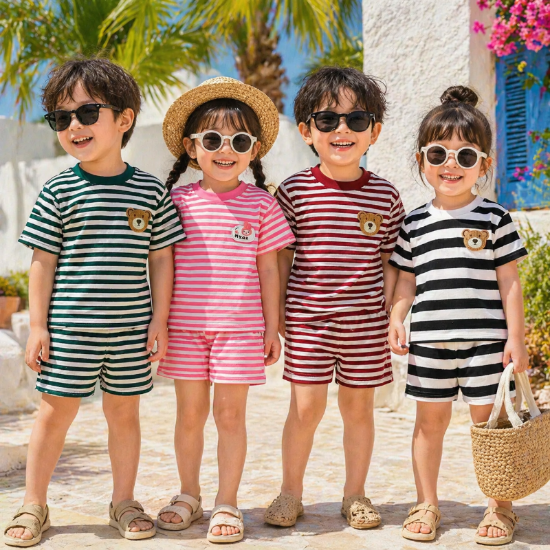 Gestreiftes 2-Teiliges Kinder-Outfit – Trendiges Set für Jungen & Mädchen
