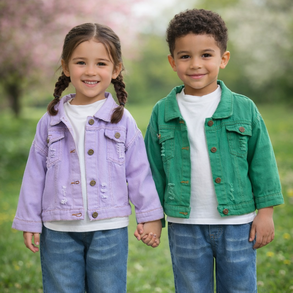 Candy Color Jeansjacke Kinder – Leichte Denimjacke | 6Mon-7J.