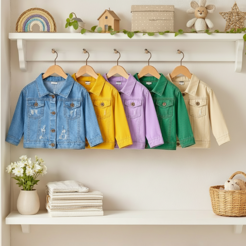 Candy Color Jeansjacke Kinder – Leichte Denimjacke | 6Mon-7J.