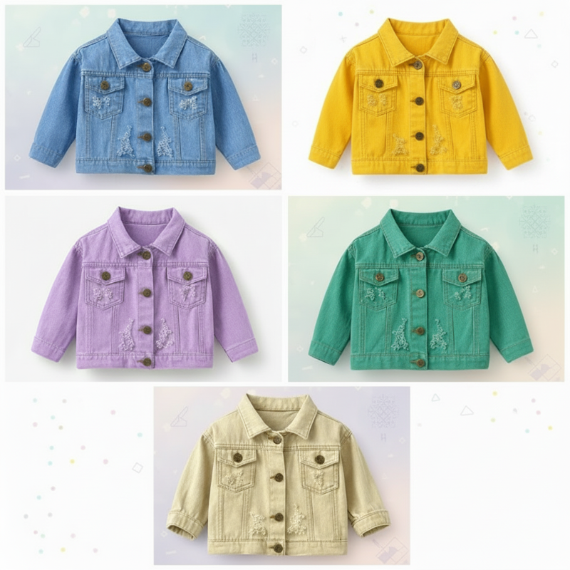 Candy Color Jeansjacke Kinder – Leichte Denimjacke | 6Mon-7J.