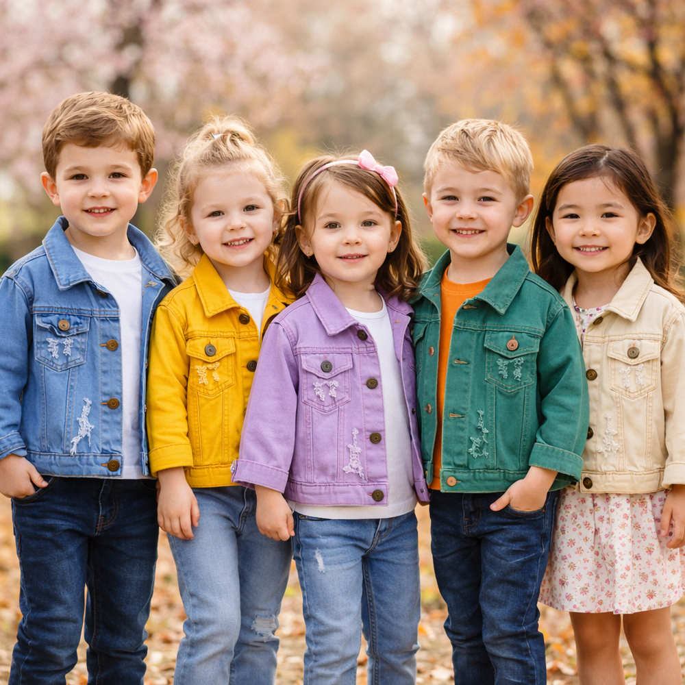 Candy Color Jeansjacke Kinder – Leichte Denimjacke | 6Mon-7J.