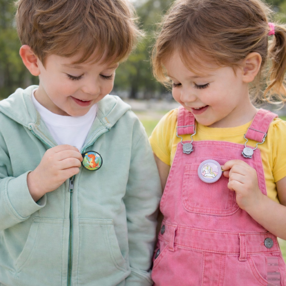 Verstecktes AirTag Gehäuse für Kinder – Diskretes Brosche-Design