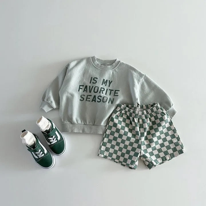 Kinder Sweatshirt mit Slogan – Lieblingssaison Baby Kleinkind Kinder, Grau, Baumwolle, Größe 0–6 Jahre