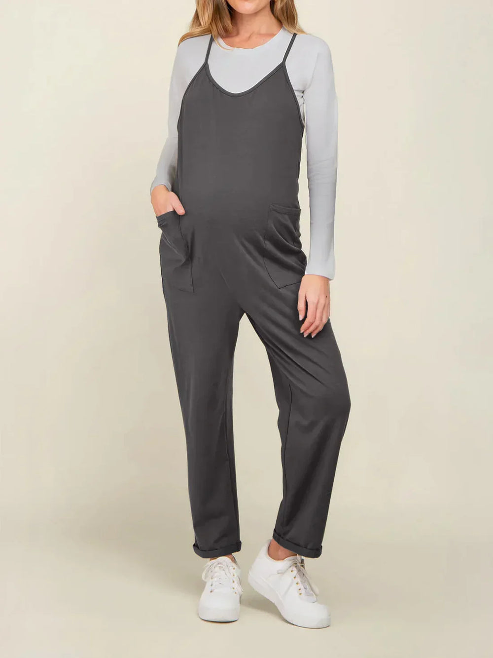 Umstandsjumpsuit mit großen Taschen – lockere Passform, weicher Baumwollmix | Schwangerschaftsmode