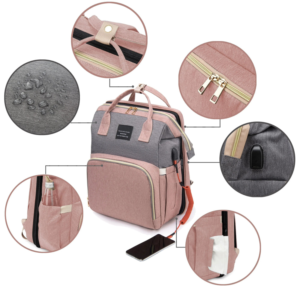 Multifunktionale Wickeltasche mit Bett | Wasserdicht, USB-Ladeanschluss & Tagesbett – ComfiGo von Nuvella Baby